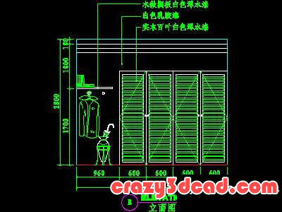Bedroom cloakroom facade CAD drawings and details